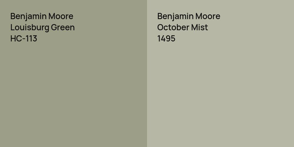 Benjamin Moore Louisburg Green vs. Benjamin Moore October Mist