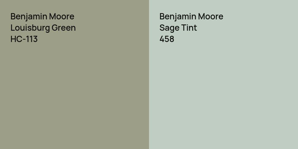 Benjamin Moore Louisburg Green vs. Benjamin Moore Sage Tint