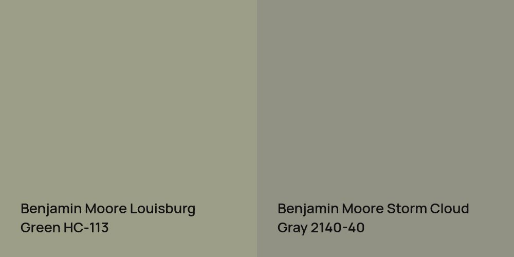 Benjamin Moore Louisburg Green vs. Benjamin Moore Storm Cloud Gray