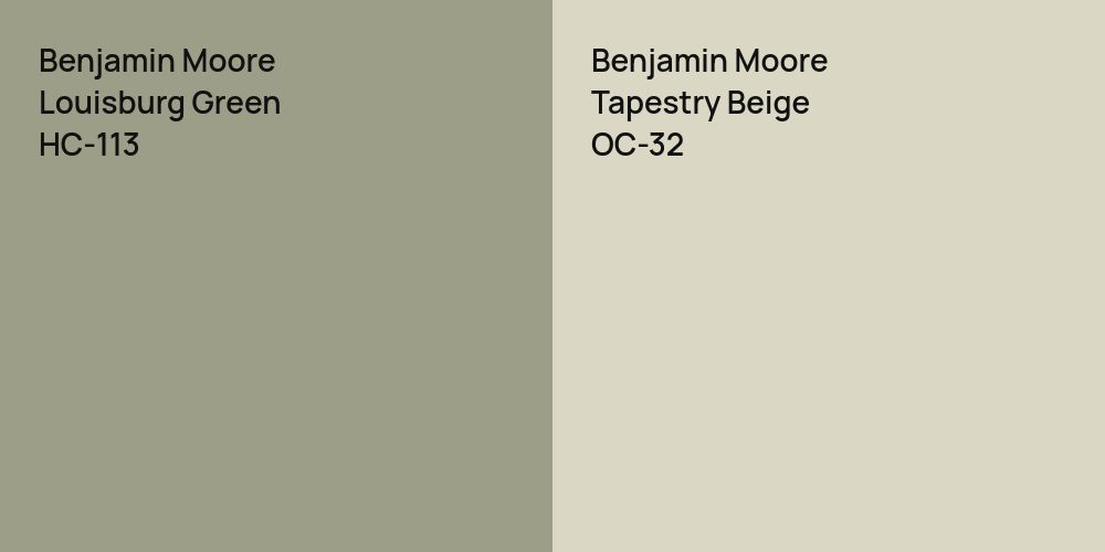 Benjamin Moore Louisburg Green vs. Benjamin Moore Tapestry Beige