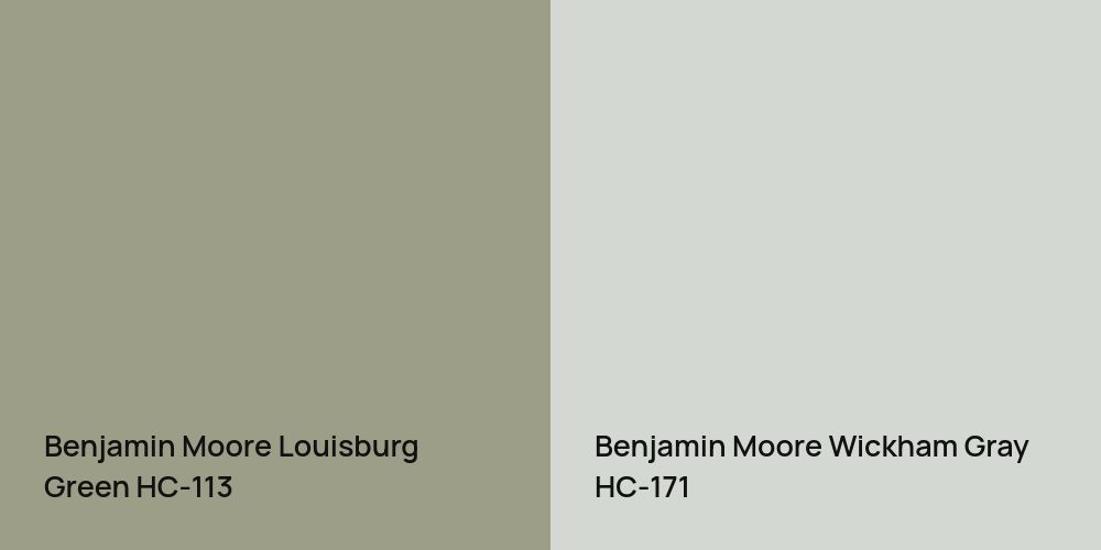 Benjamin Moore Louisburg Green vs. Benjamin Moore Wickham Gray