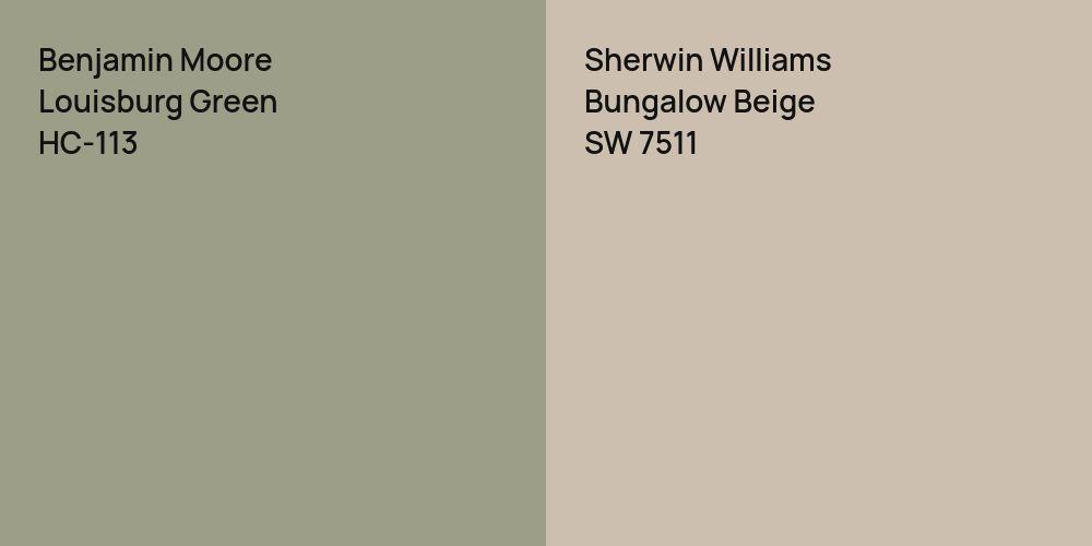 Benjamin Moore Louisburg Green vs. Sherwin Williams Bungalow Beige