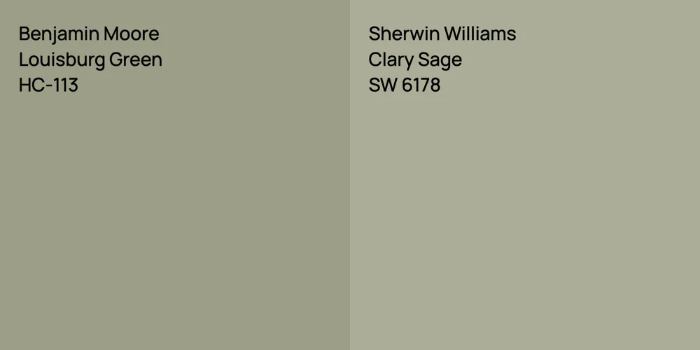 Benjamin Moore Louisburg Green vs. Sherwin Williams Clary Sage