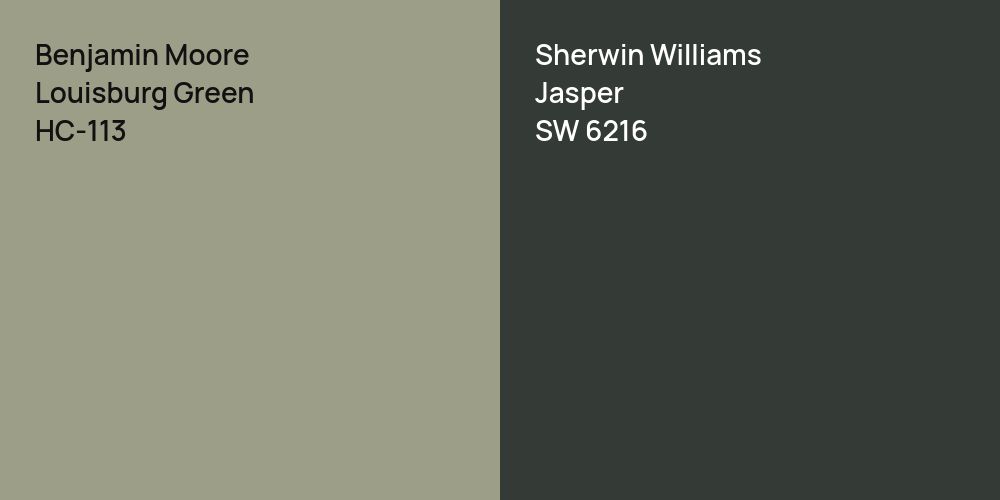 Benjamin Moore Louisburg Green vs. Sherwin Williams Jasper