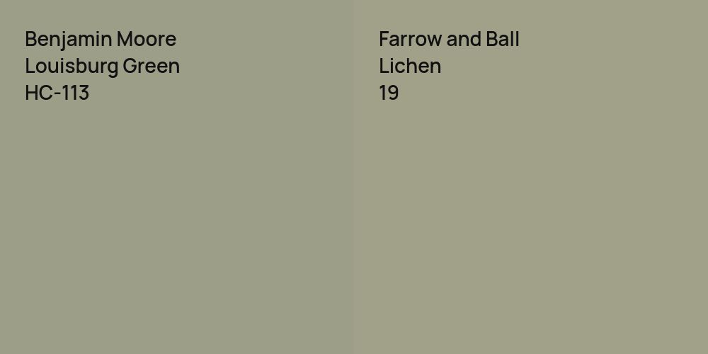 Benjamin Moore Louisburg Green vs. Farrow and Ball Lichen