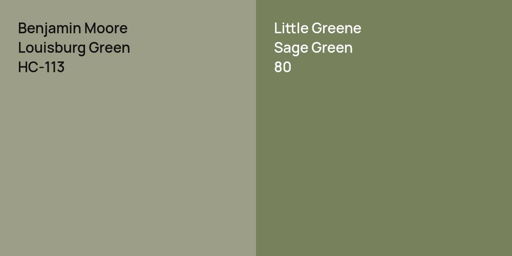 Benjamin Moore Louisburg Green vs. Little Greene Sage Green