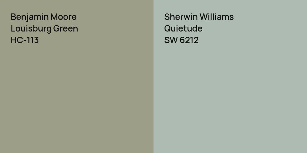 Benjamin Moore Louisburg Green vs. Sherwin Williams Quietude