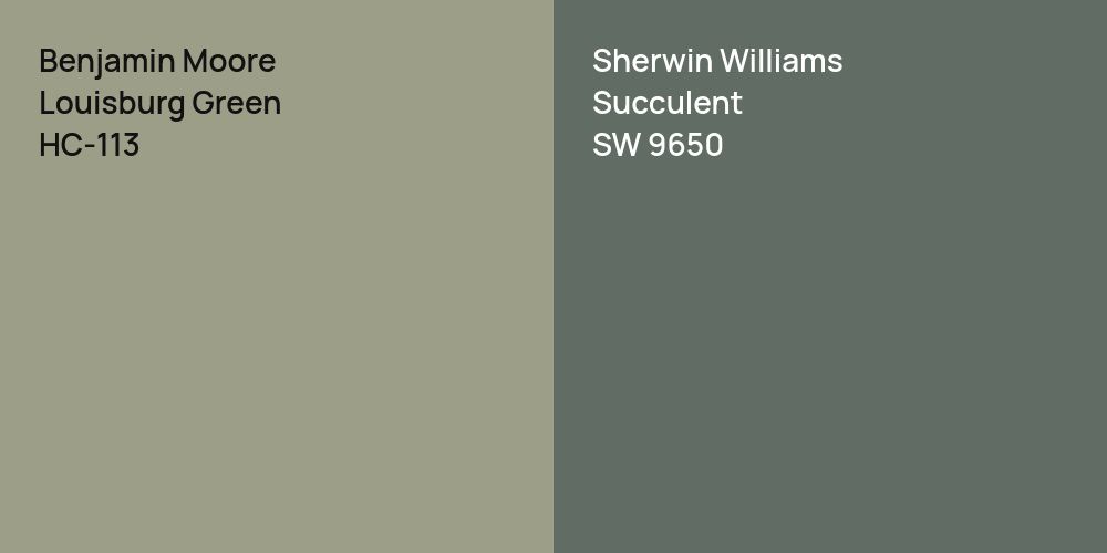 Benjamin Moore Louisburg Green vs. Sherwin Williams Succulent