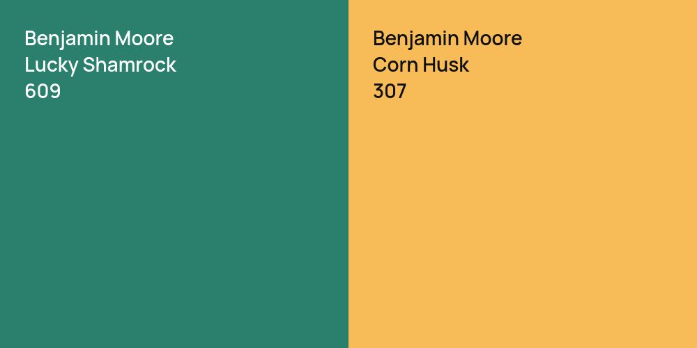 Benjamin Moore Lucky Shamrock vs. Benjamin Moore Corn Husk