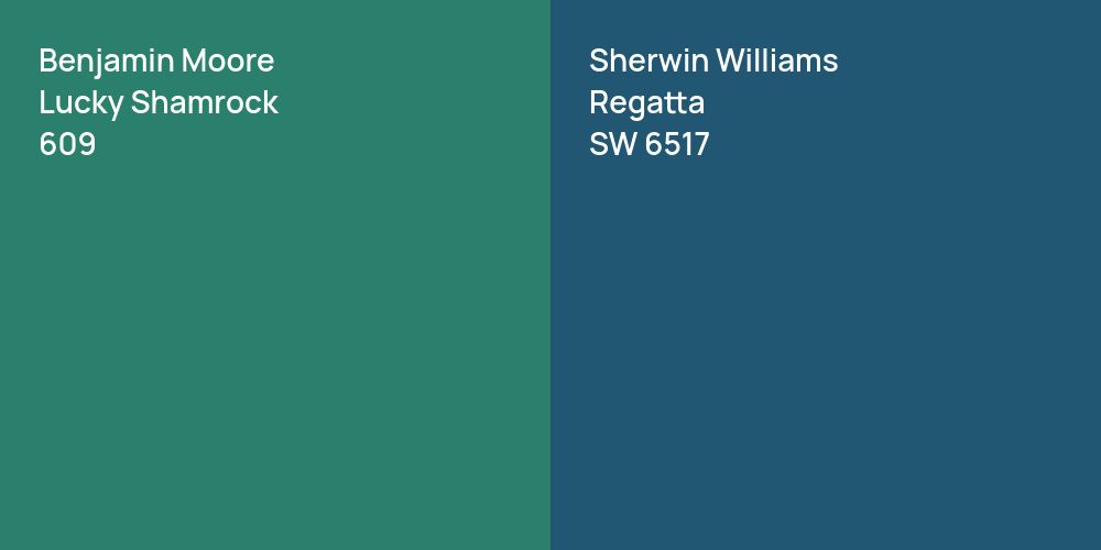 Benjamin Moore Lucky Shamrock vs. Sherwin Williams Regatta