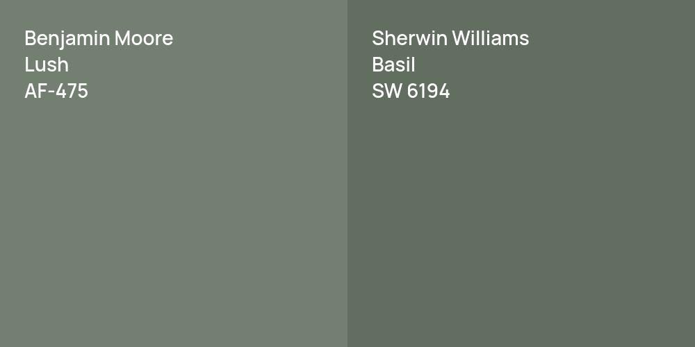 Benjamin Moore Lush vs. Sherwin Williams Basil