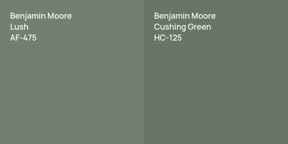 Benjamin Moore Lush vs. Benjamin Moore Cushing Green