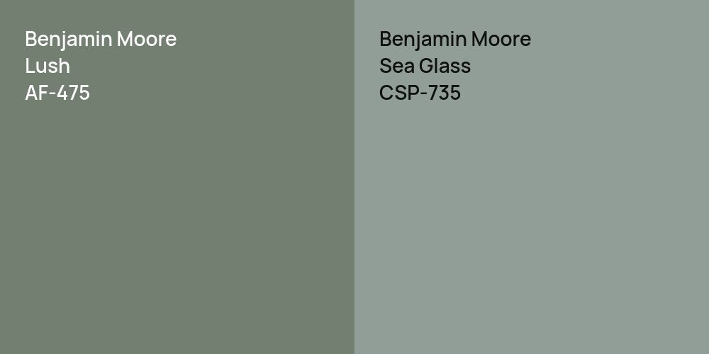 Benjamin Moore Lush vs. Benjamin Moore Sea Glass