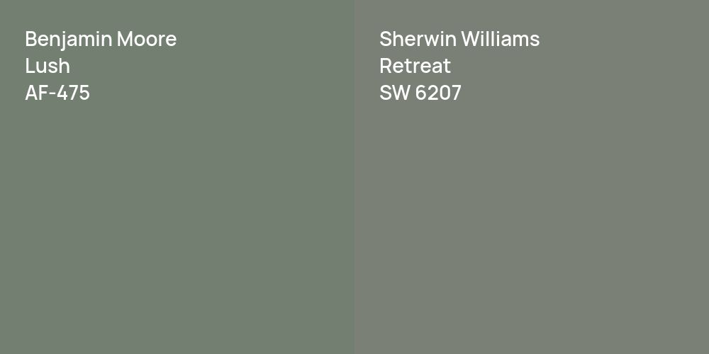 Benjamin Moore Lush vs. Sherwin Williams Retreat