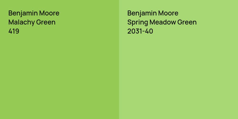 Benjamin Moore Malachy Green vs. Benjamin Moore Spring Meadow Green