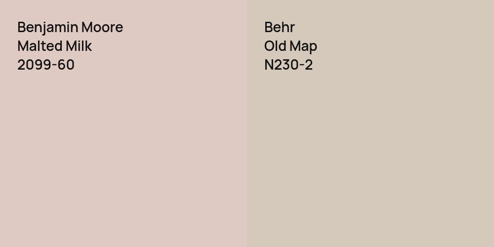 Benjamin Moore Malted Milk vs. Behr Old Map