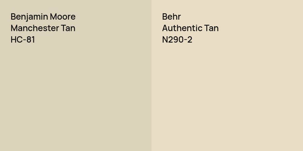 Benjamin Moore Manchester Tan vs. Behr Authentic Tan