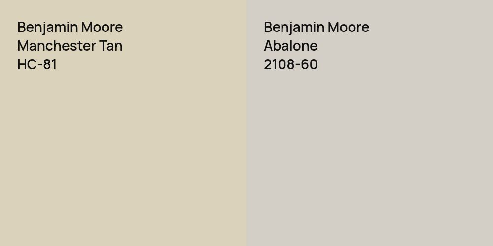 Benjamin Moore Manchester Tan vs. Benjamin Moore Abalone