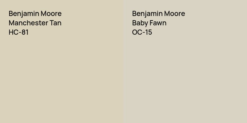 Benjamin Moore Manchester Tan vs. Benjamin Moore Baby Fawn