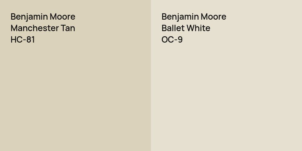 Benjamin Moore Manchester Tan vs. Benjamin Moore Ballet White