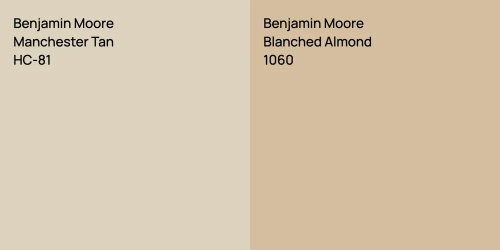 Benjamin Moore Manchester Tan vs. Benjamin Moore Blanched Almond