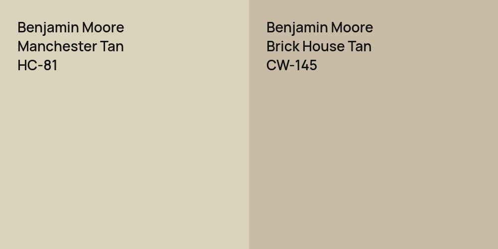 Benjamin Moore Manchester Tan vs. Benjamin Moore Brick House Tan