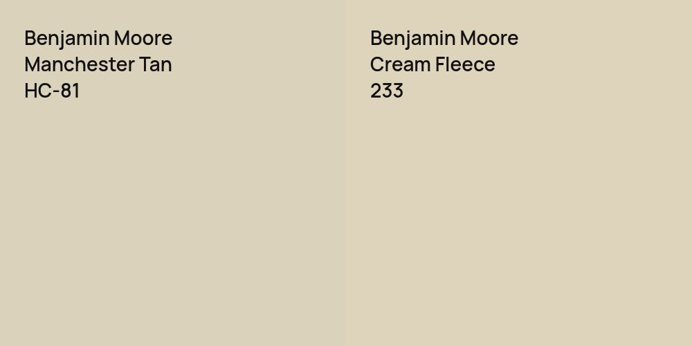 Benjamin Moore Manchester Tan vs. Benjamin Moore Cream Fleece