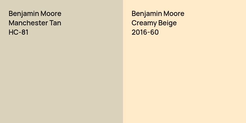 Benjamin Moore Manchester Tan vs. Benjamin Moore Creamy Beige