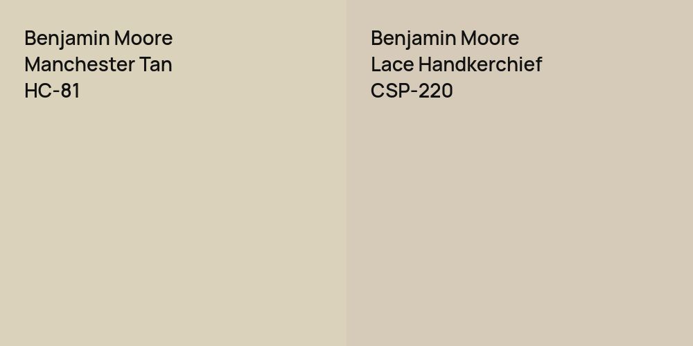 Benjamin Moore Manchester Tan vs. Benjamin Moore Lace Handkerchief