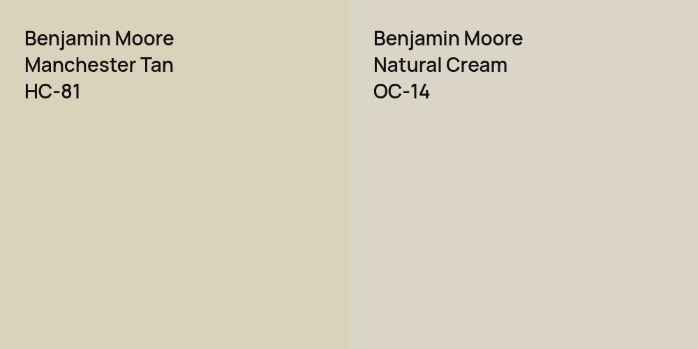 Benjamin Moore Manchester Tan vs. Benjamin Moore Natural Cream