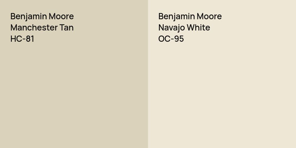 Benjamin Moore Manchester Tan vs. Benjamin Moore Navajo White