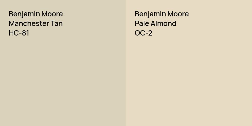 Benjamin Moore Manchester Tan vs. Benjamin Moore Pale Almond