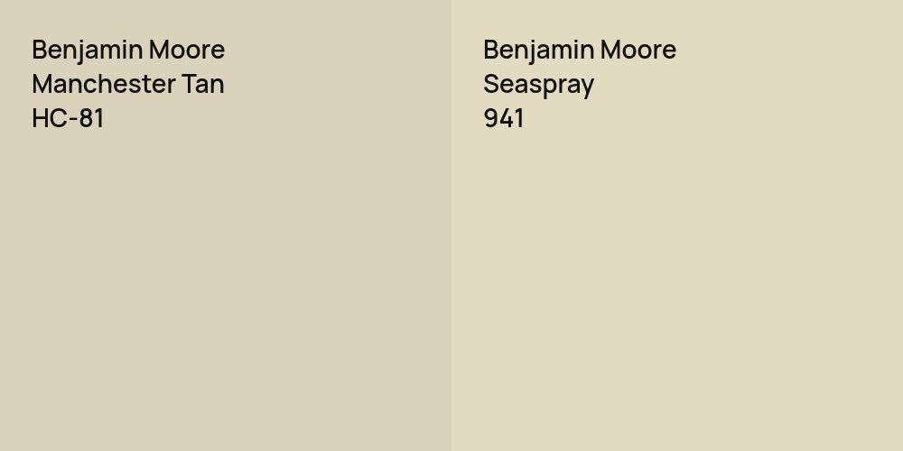 Benjamin Moore Manchester Tan vs. Benjamin Moore Seaspray