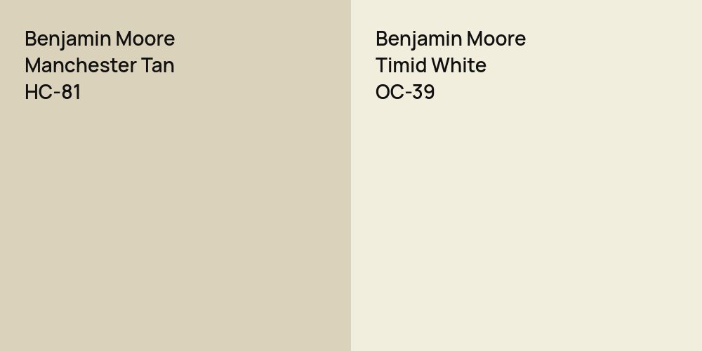 Benjamin Moore Manchester Tan vs. Benjamin Moore Timid White