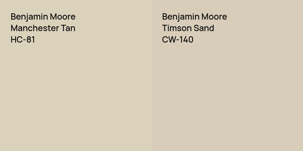 Benjamin Moore Manchester Tan vs. Benjamin Moore Timson Sand