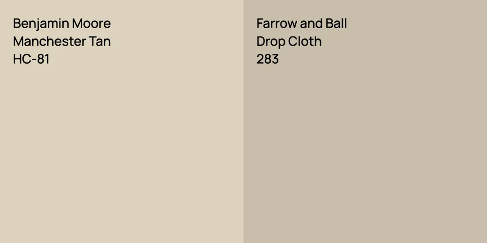 Benjamin Moore Manchester Tan vs. Farrow and Ball Drop Cloth