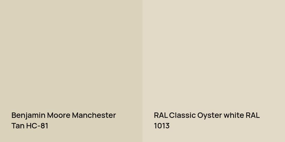 Benjamin Moore Manchester Tan vs. RAL Classic  Oyster white