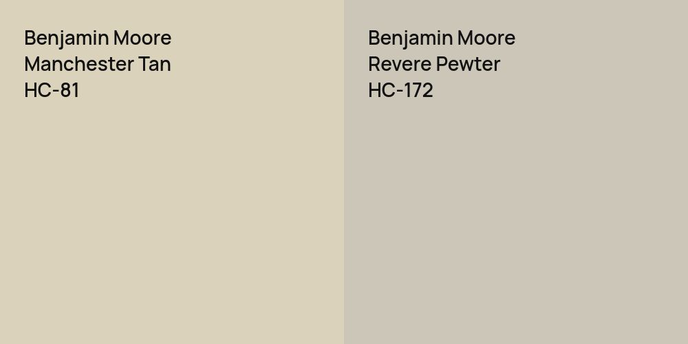 Benjamin Moore Manchester Tan vs. Benjamin Moore Revere Pewter