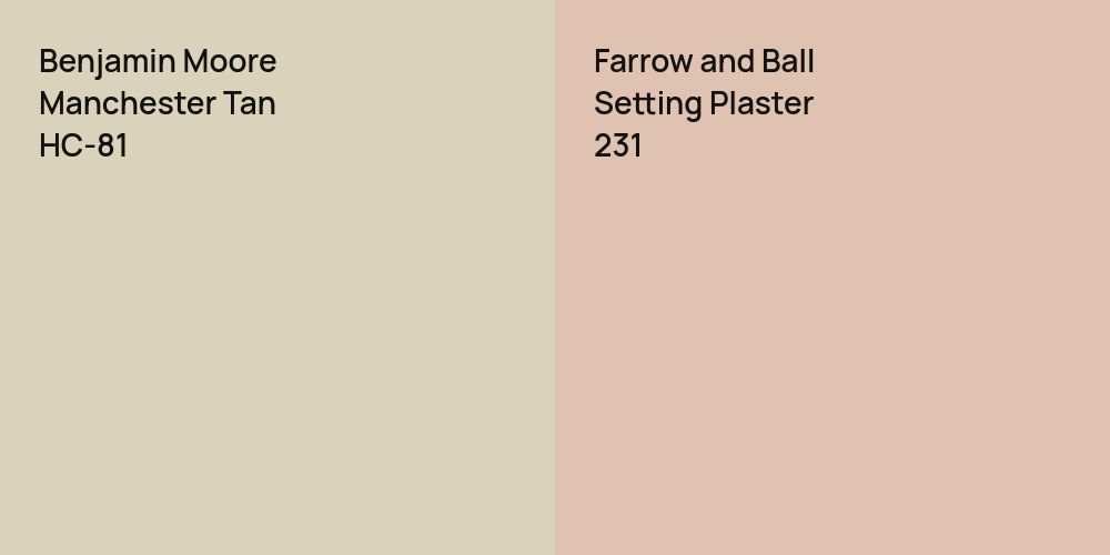 Benjamin Moore Manchester Tan vs. Farrow and Ball Setting Plaster