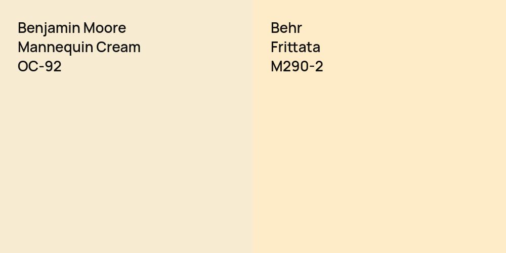 Benjamin Moore Mannequin Cream vs. Behr Frittata