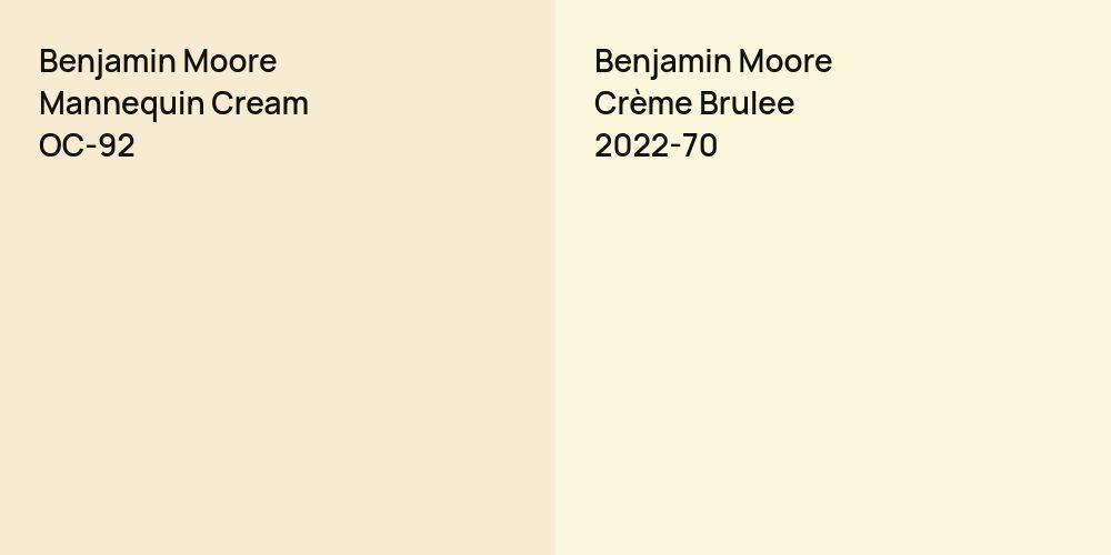 Benjamin Moore Mannequin Cream vs. Benjamin Moore Crème Brulee