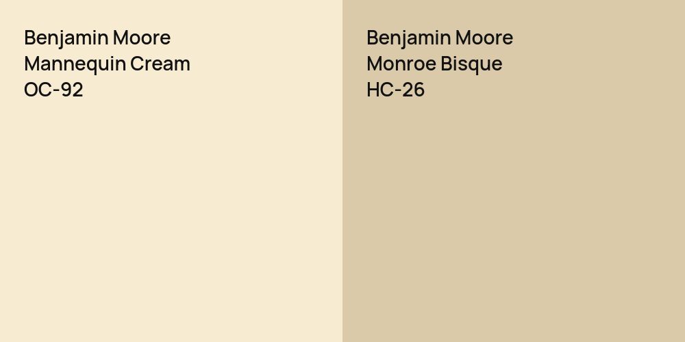 Benjamin Moore Mannequin Cream vs. Benjamin Moore Monroe Bisque