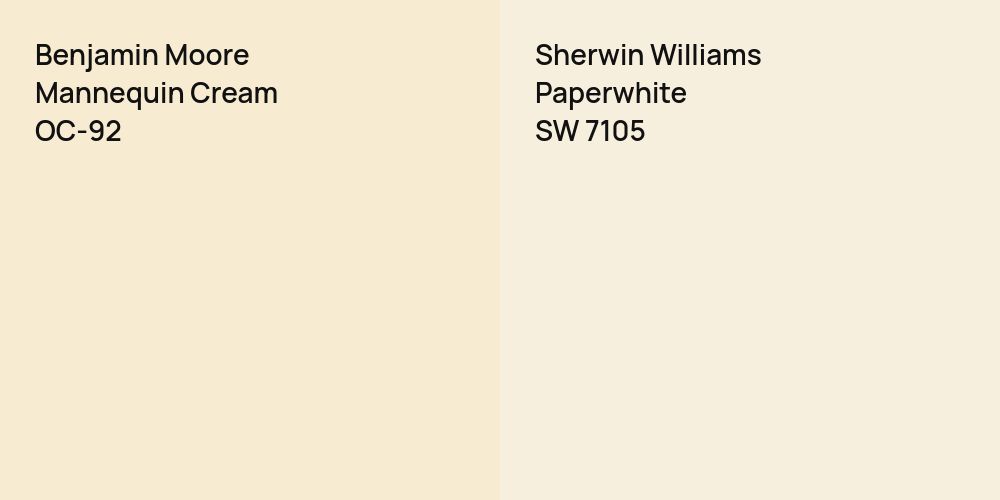 Benjamin Moore Mannequin Cream vs. Sherwin Williams Paperwhite