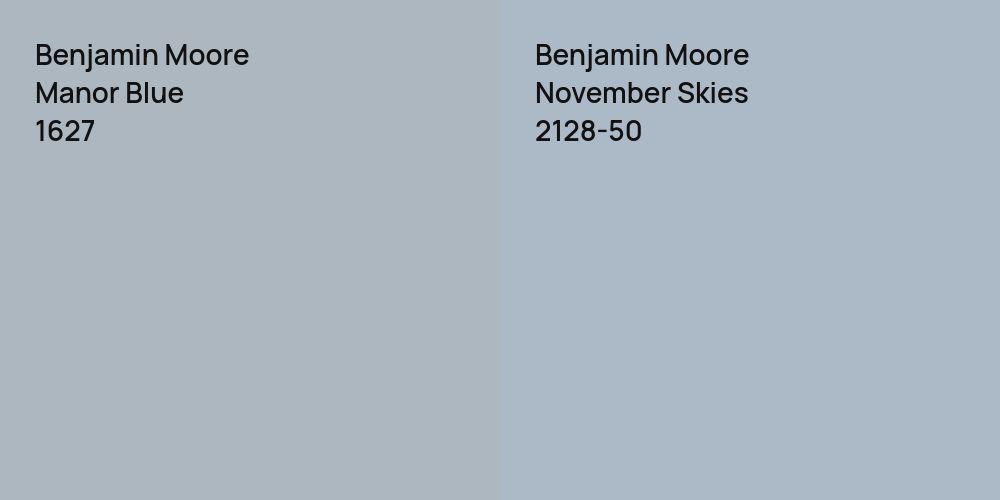 Benjamin Moore Manor Blue vs. Benjamin Moore November Skies