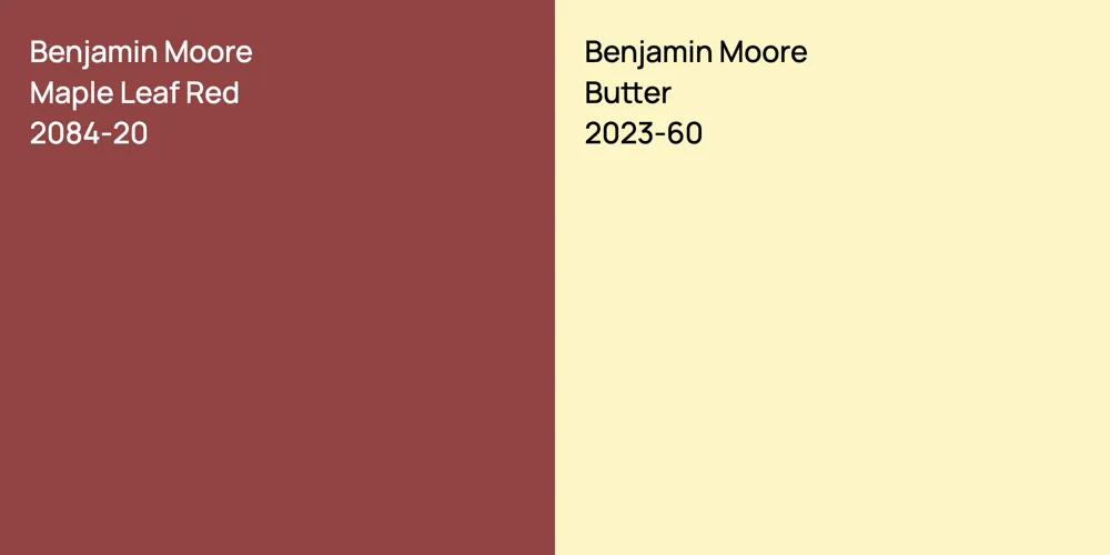 Benjamin Moore Maple Leaf Red vs. Benjamin Moore Butter