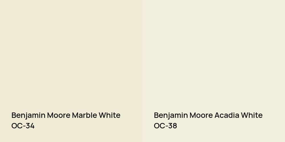 Benjamin Moore Marble White vs. Benjamin Moore Acadia White