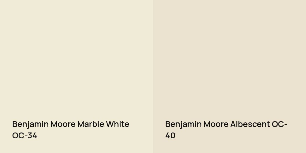 Benjamin Moore Marble White vs. Benjamin Moore Albescent