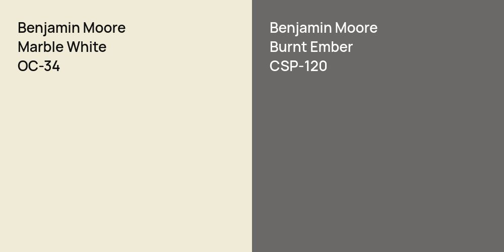 Benjamin Moore Marble White vs. Benjamin Moore Burnt Ember