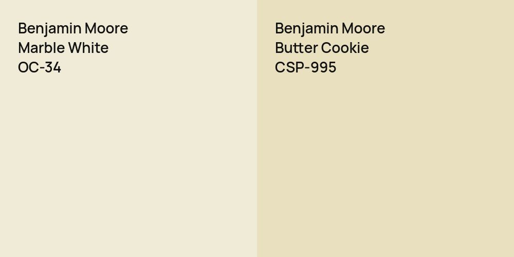 Benjamin Moore Marble White vs. Benjamin Moore Butter Cookie