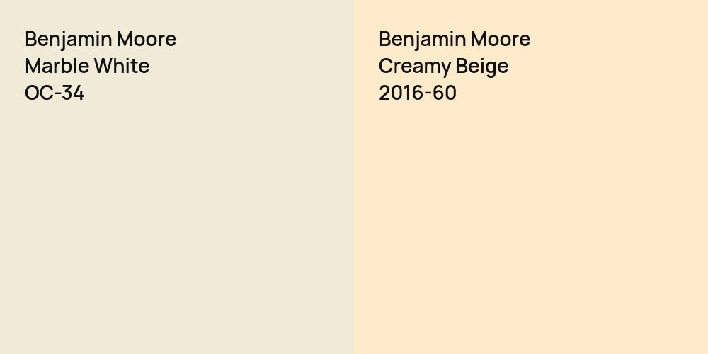 Benjamin Moore Marble White vs. Benjamin Moore Creamy Beige